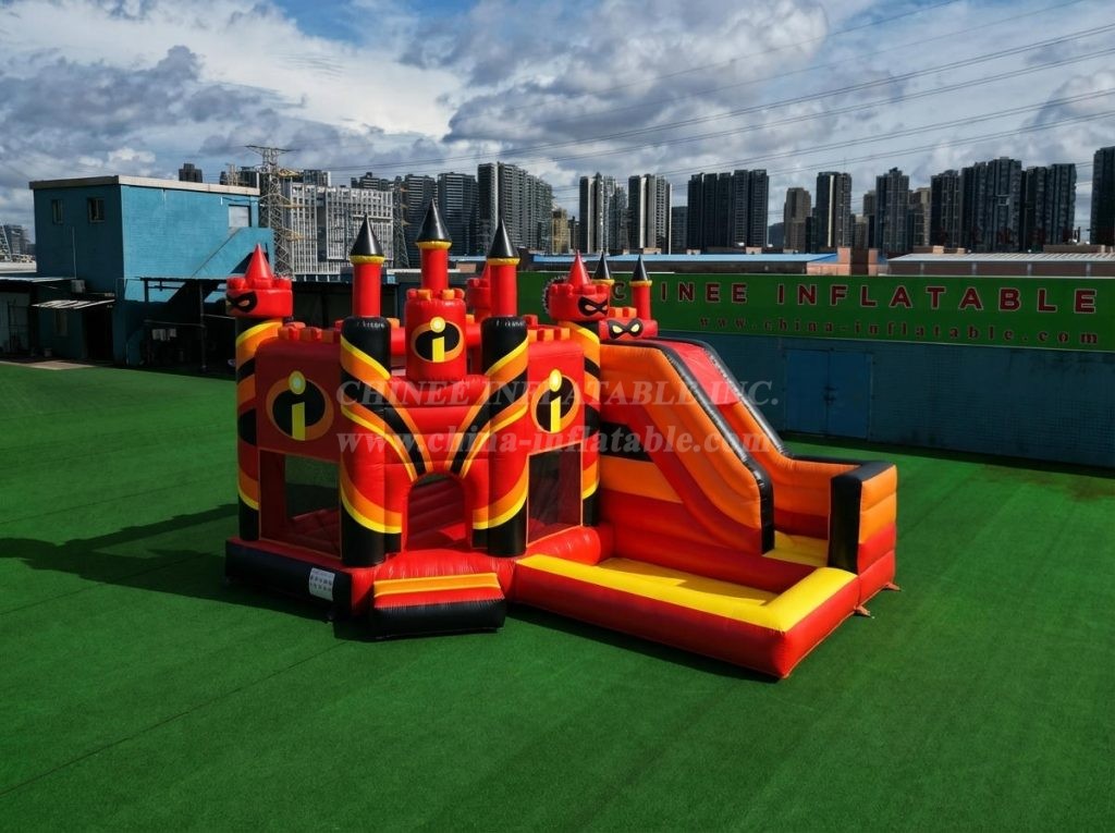 T2-8845 The Incredibles Theme Bouncy Castle with Slide & Pool