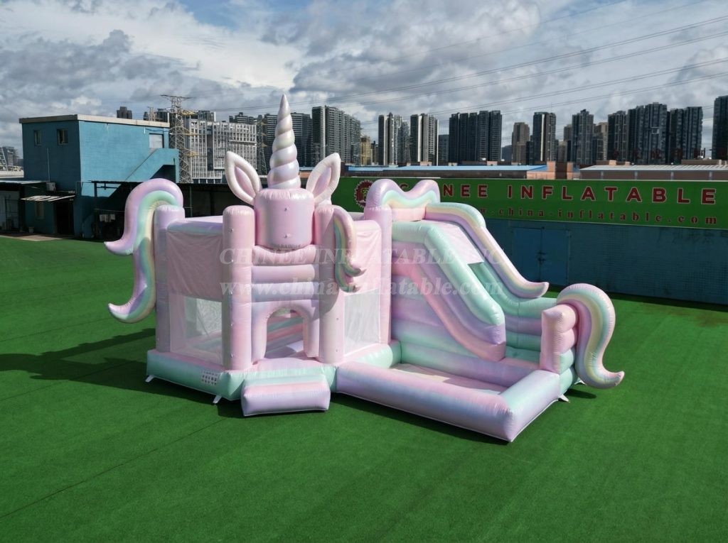 T2-8856 Unicorn Theme Bouncy Castle with Slide & Pool