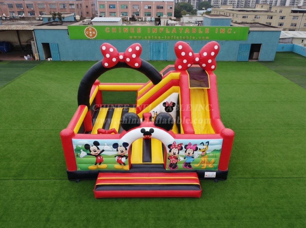 T2-8887 Mickey & Minnie Theme Bouncy Castle With Slide
