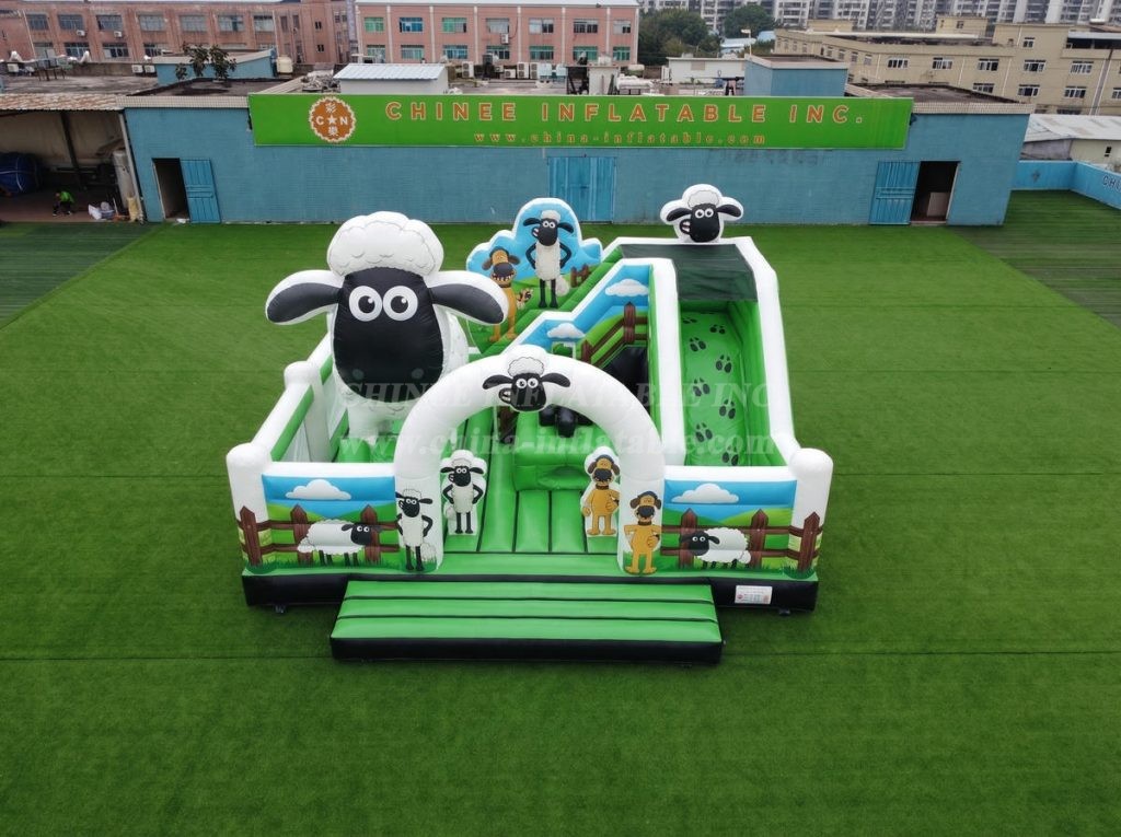 T2-8907 Shaun The Sheep Theme Bouncy Castle With Slide
