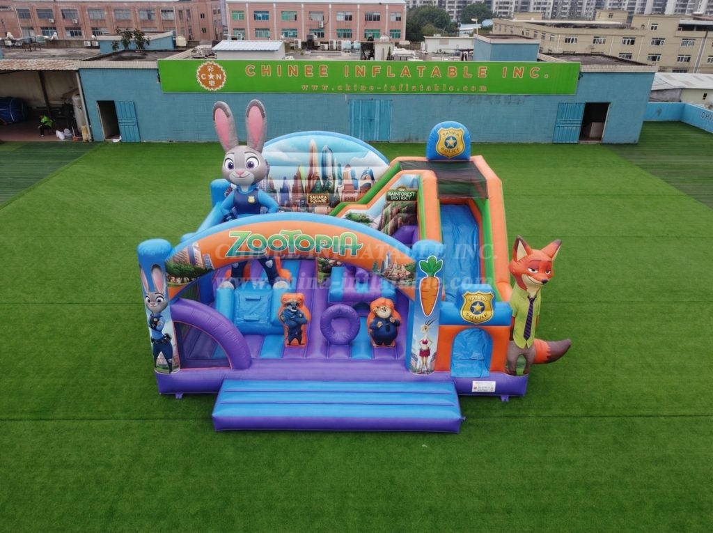 T2-8935 Zootopia Theme Bouncy Castle With Slide