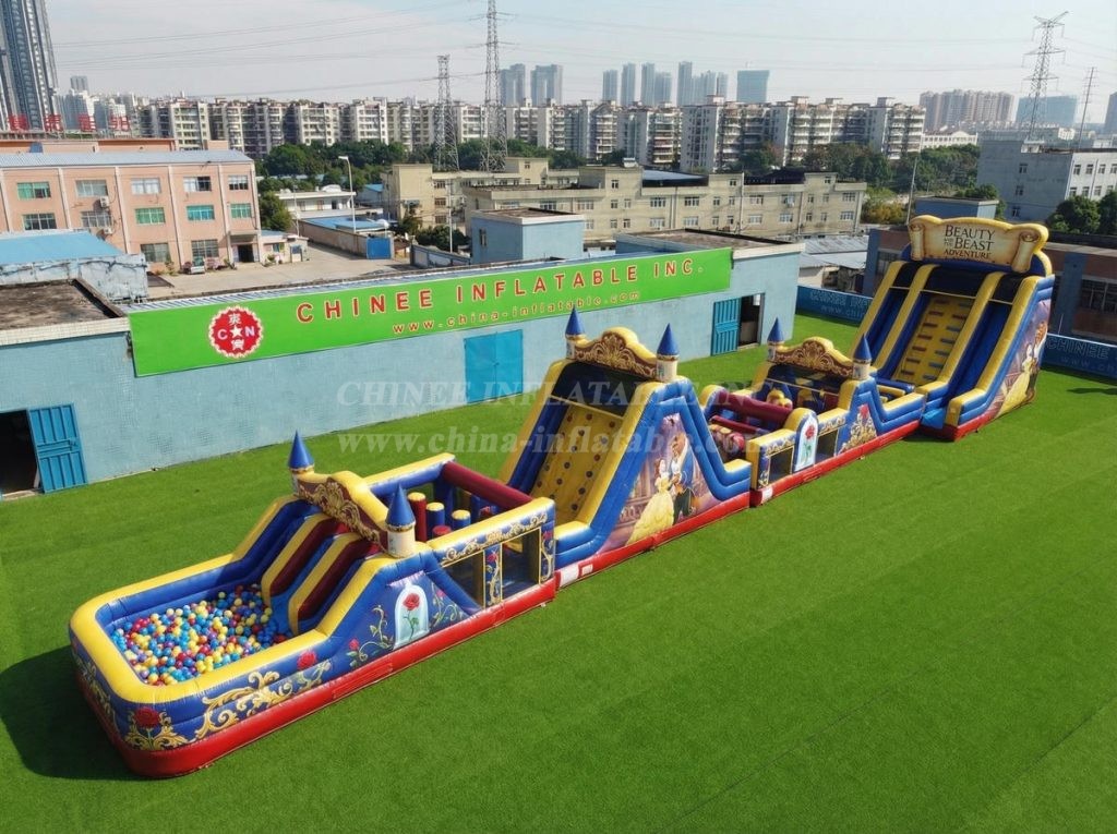 T7-4511 Beauty And The Beast Theme Infltable Obstacle Courses