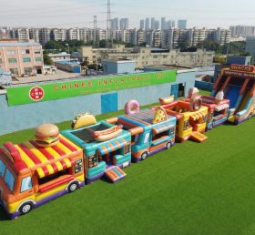 T7-4549 Food Trucks Theme Infltable Obstacle Courses