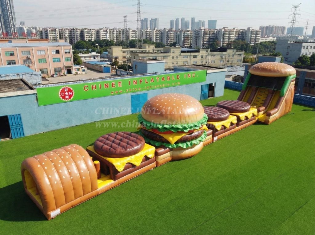 T7-4559 Hamburger Theme Infltable Obstacle Courses