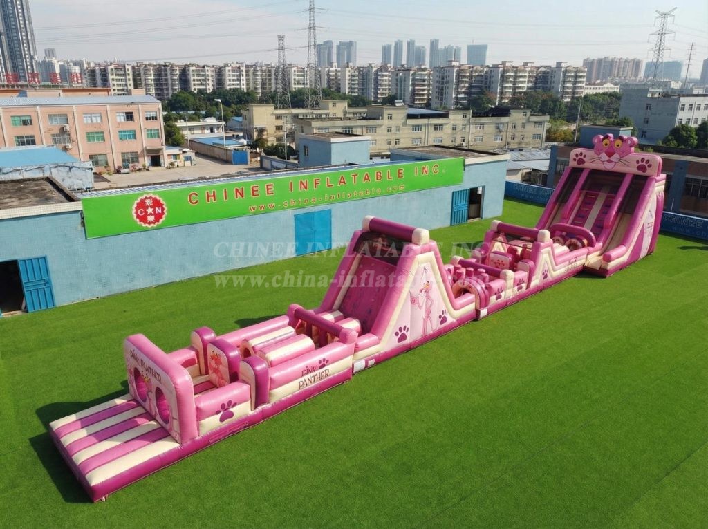 T7-4606 Pink Panther Theme Infltable Obstacle Courses