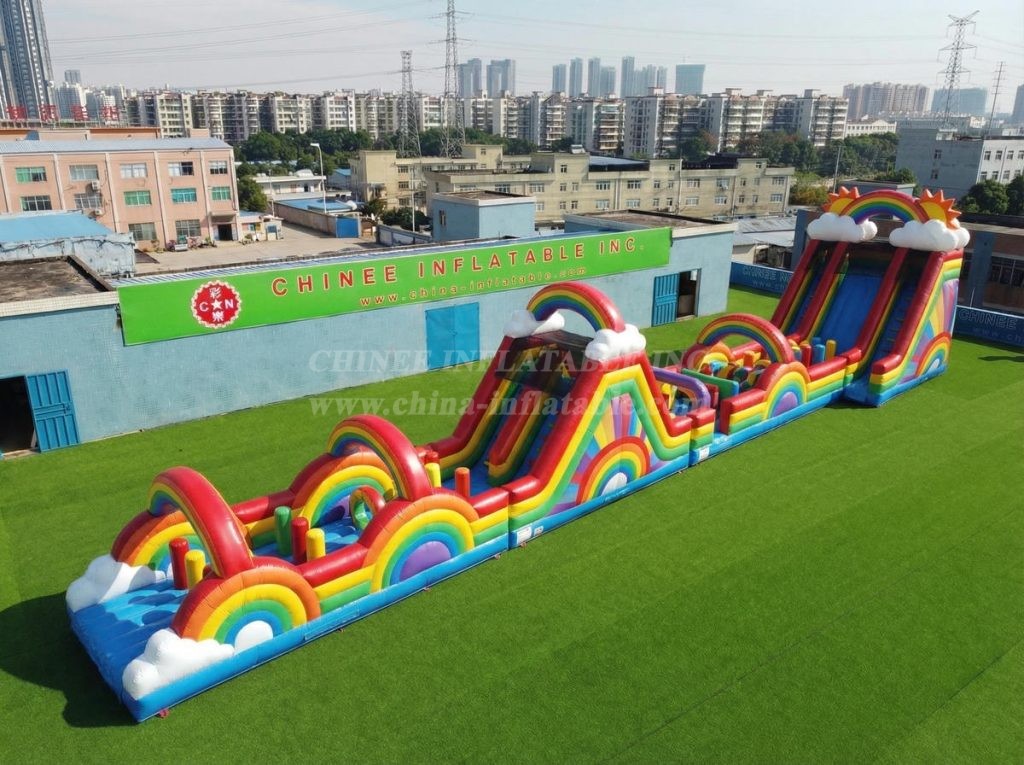 T7-4616 Rainbow Theme Infltable Obstacle Courses