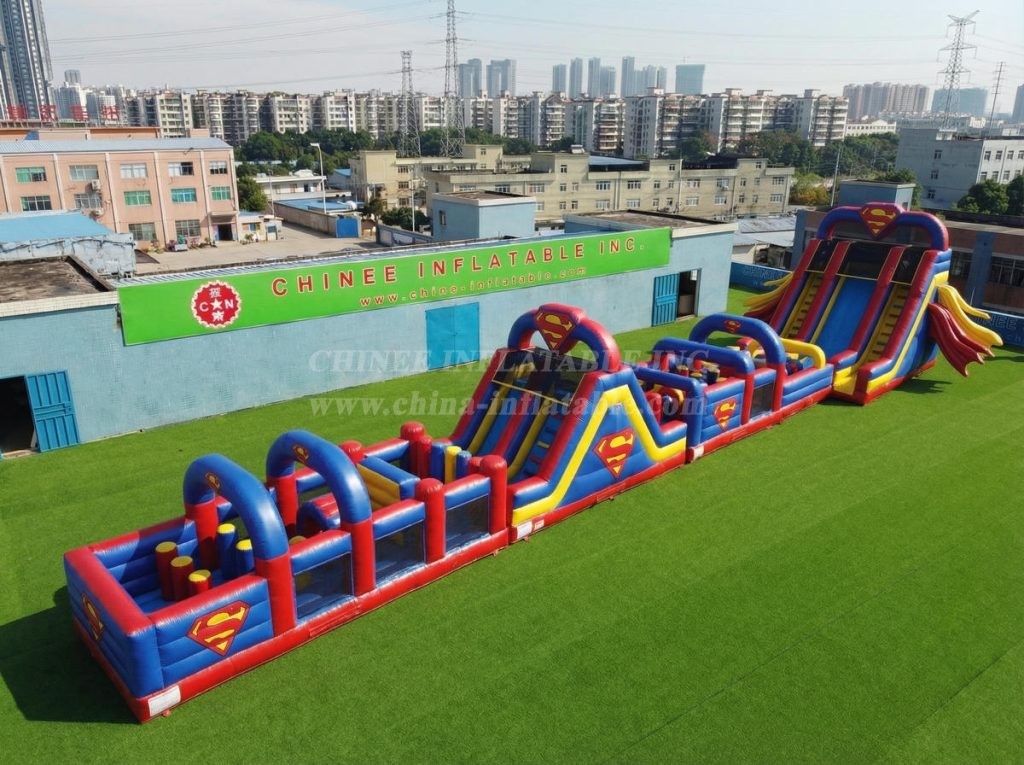 T7-4637 Superman Theme Infltable Obstacle Courses