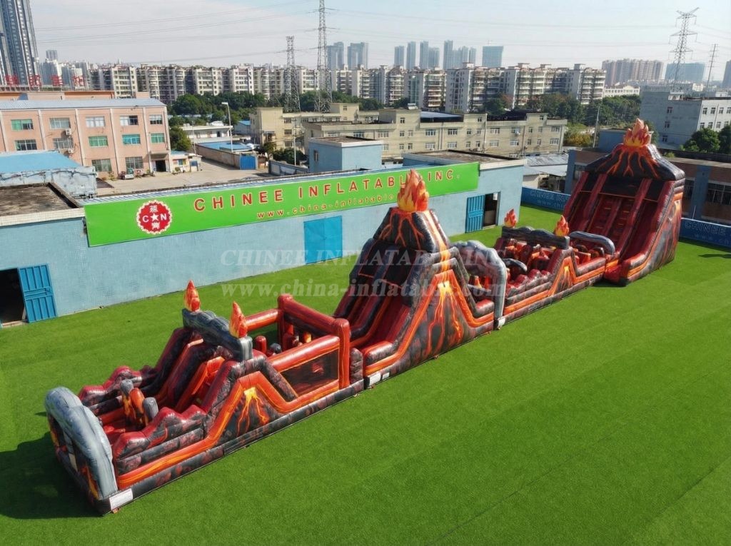 T7-4663 Volcano Theme Infltable Obstacle Courses