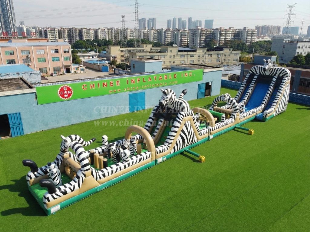 T7-4672 Zebra Theme Infltable Obstacle Courses