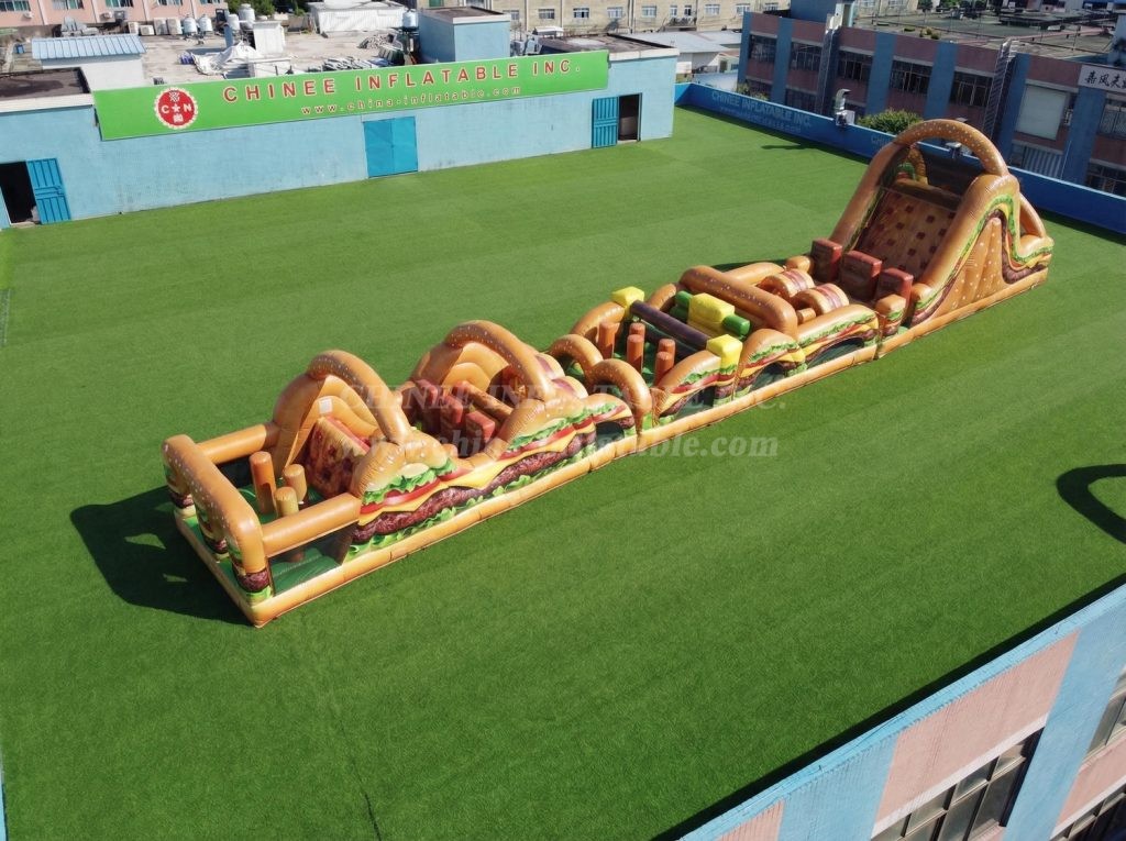 T7-4737 Hamburger Theme Inflatable Obstacle Courses