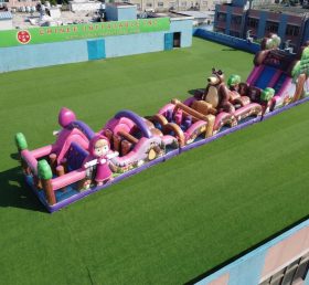 T7-4757 Masha And The Bear Theme Inflatable Obstacle Courses