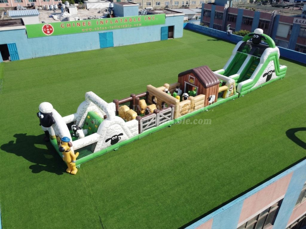 T7-4803 Shaun The Sheep Theme Inflatable Obstacle Courses