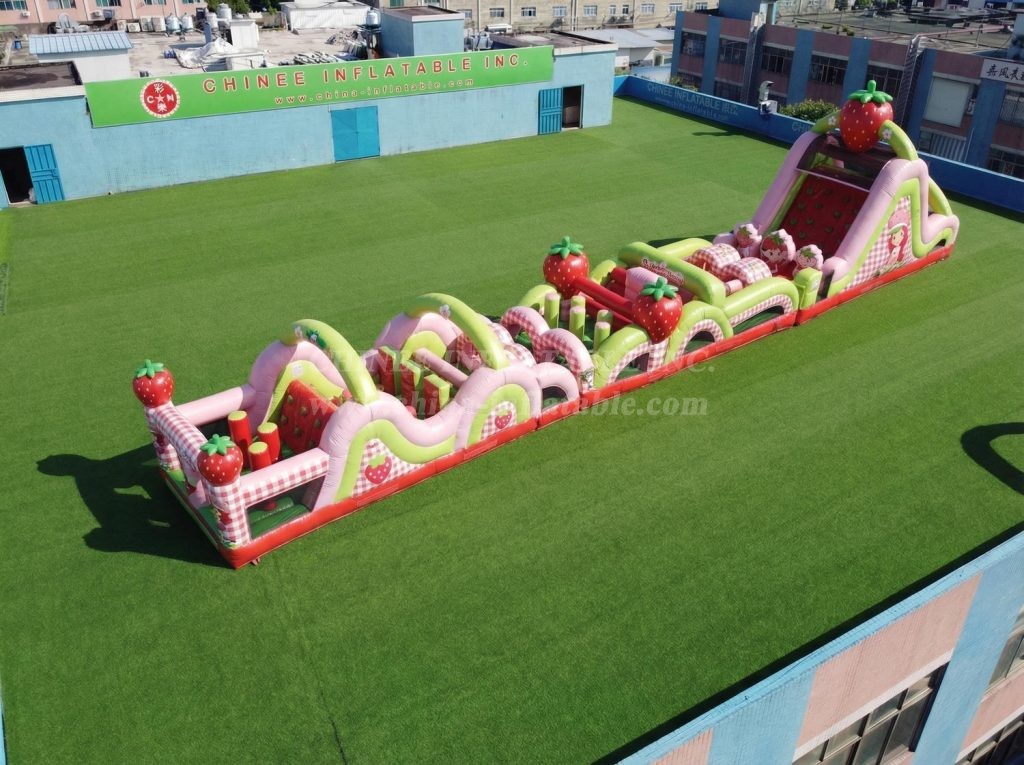 T7-4815 Strawberry Shortcake Theme Inflatable Obstacle Courses