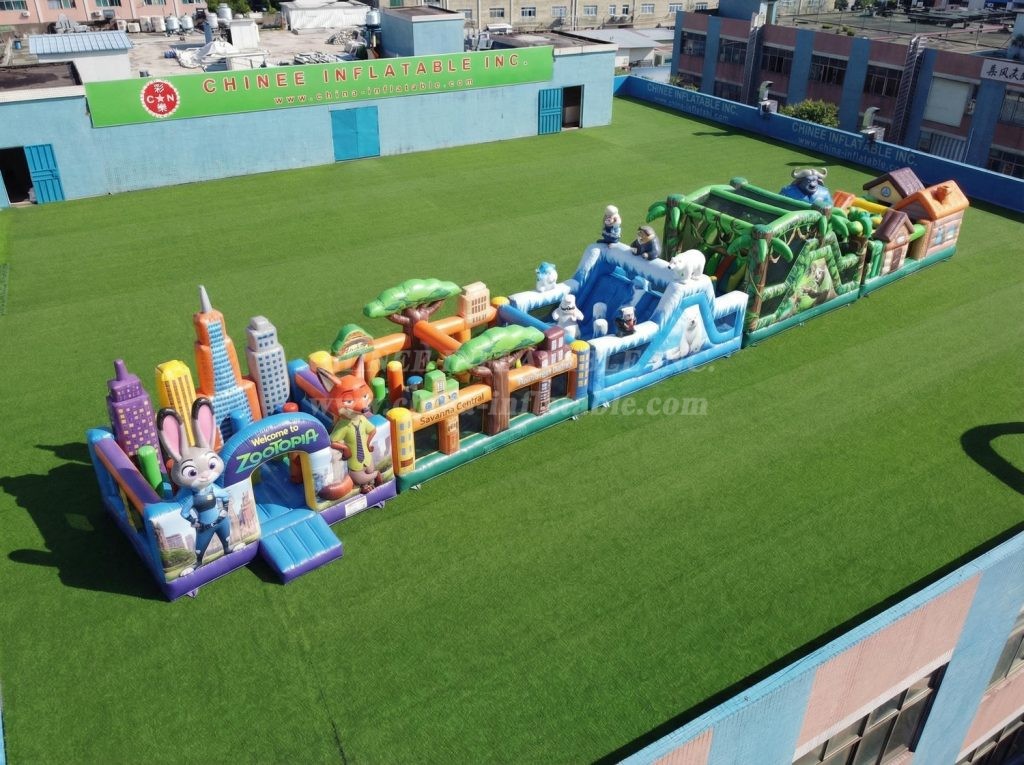 T7-4852 Zootopia Theme Inflatable Obstacle Courses