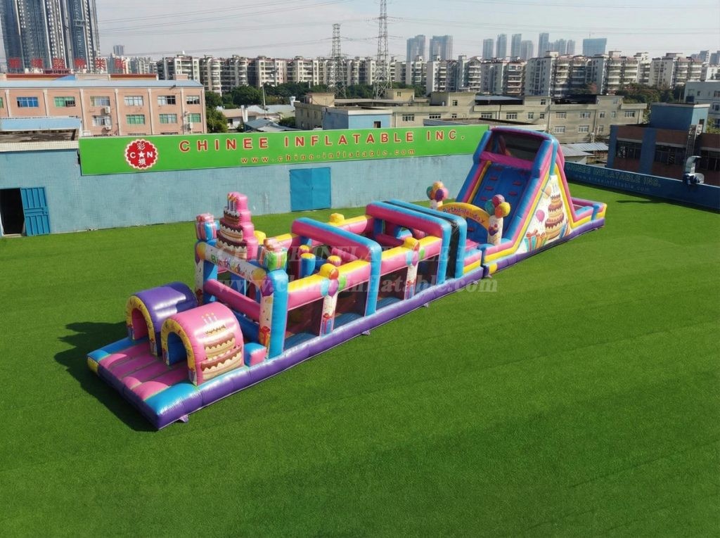 T7-4868 Birthdays Theme Inflatable Obstacle Courses