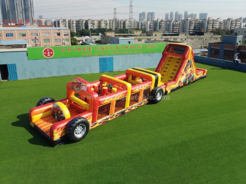 T7-4869 Blaze Monster Theme Inflatable Obstacle Courses