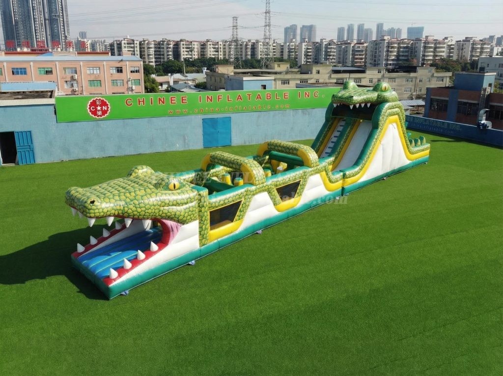 T7-4889 Crocodile Theme Inflatable Obstacle Courses