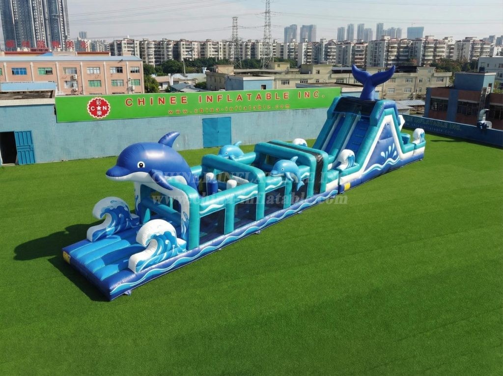 T7-4892 Dolphin Theme Inflatable Obstacle Courses