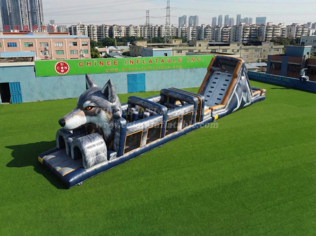 T7-5016 Wolf Theme Inflatable Obstacle Courses