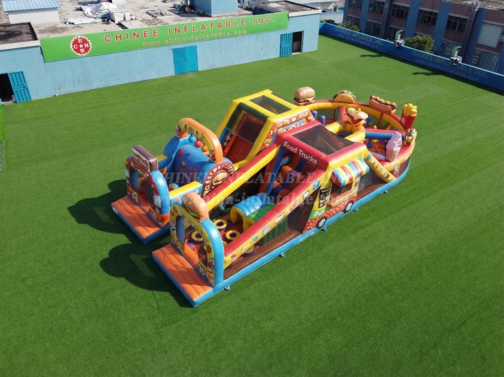 T7-5074 Food Trucks Theme Inflatable Obstacle Courses