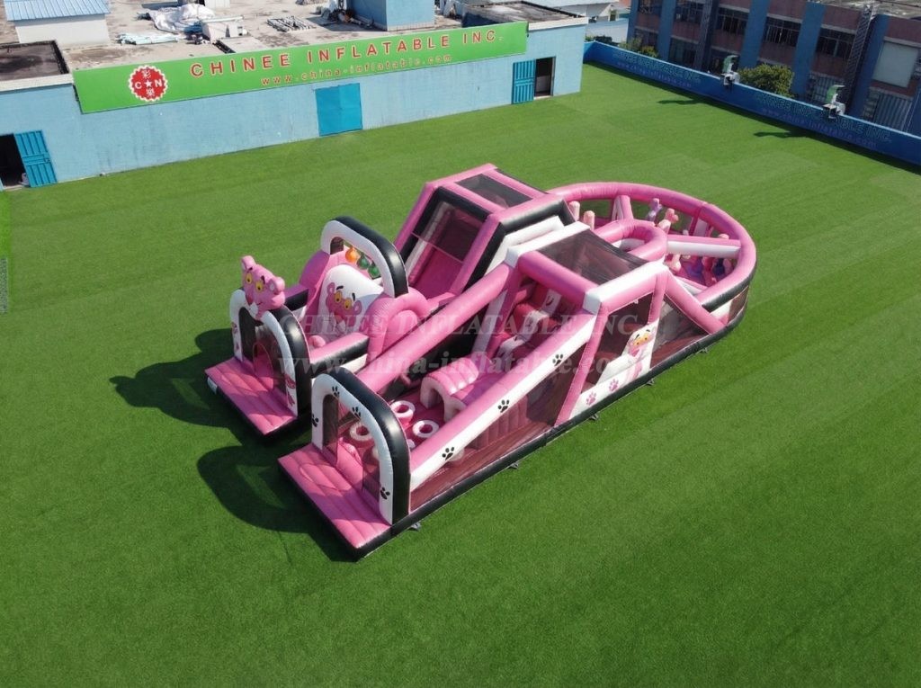 T7-5127 Pink Panther Theme Inflatable Obstacle Courses