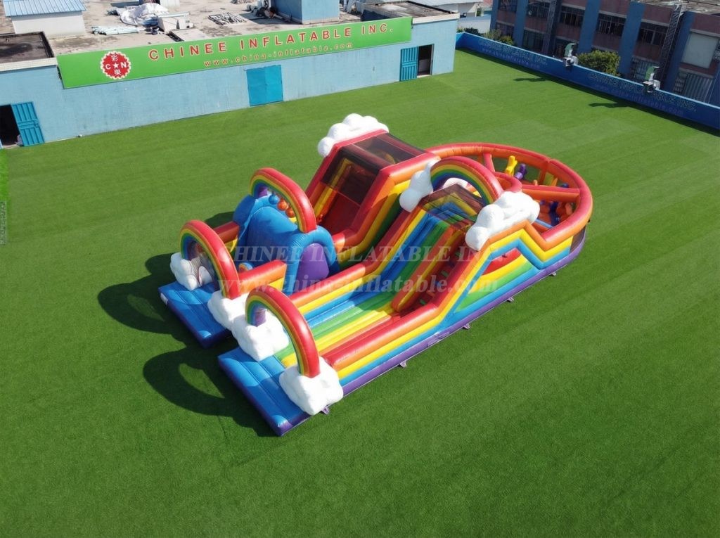 T7-5138 Rainbow Theme Inflatable Obstacle Courses