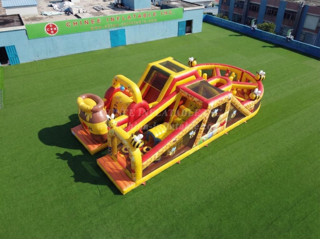 T7-5184 Winnie The Pooh Theme Inflatable Obstacle Courses