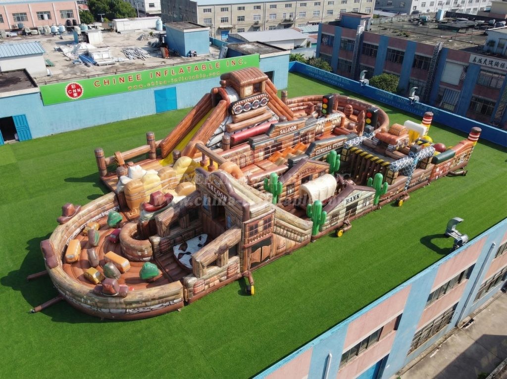 T7-5207 Wild West Theme Ginat Inflatable Obstacle Courses Challenging Run