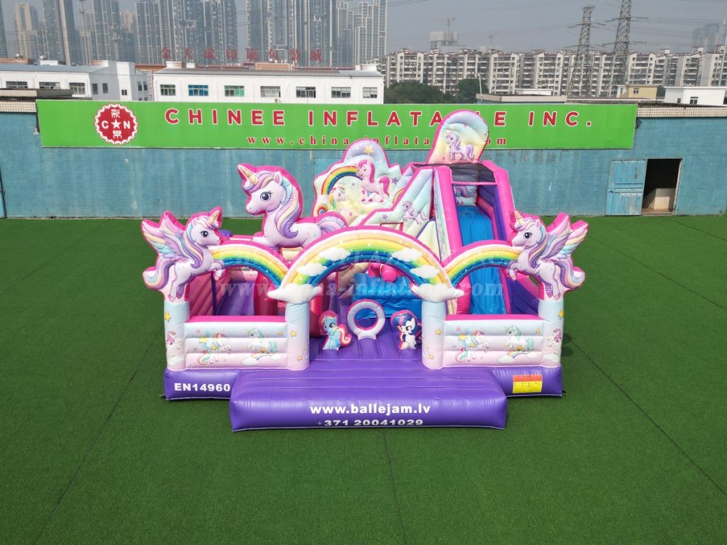 T8-1772 Unicorn Theme Bouncy Castle with Slide