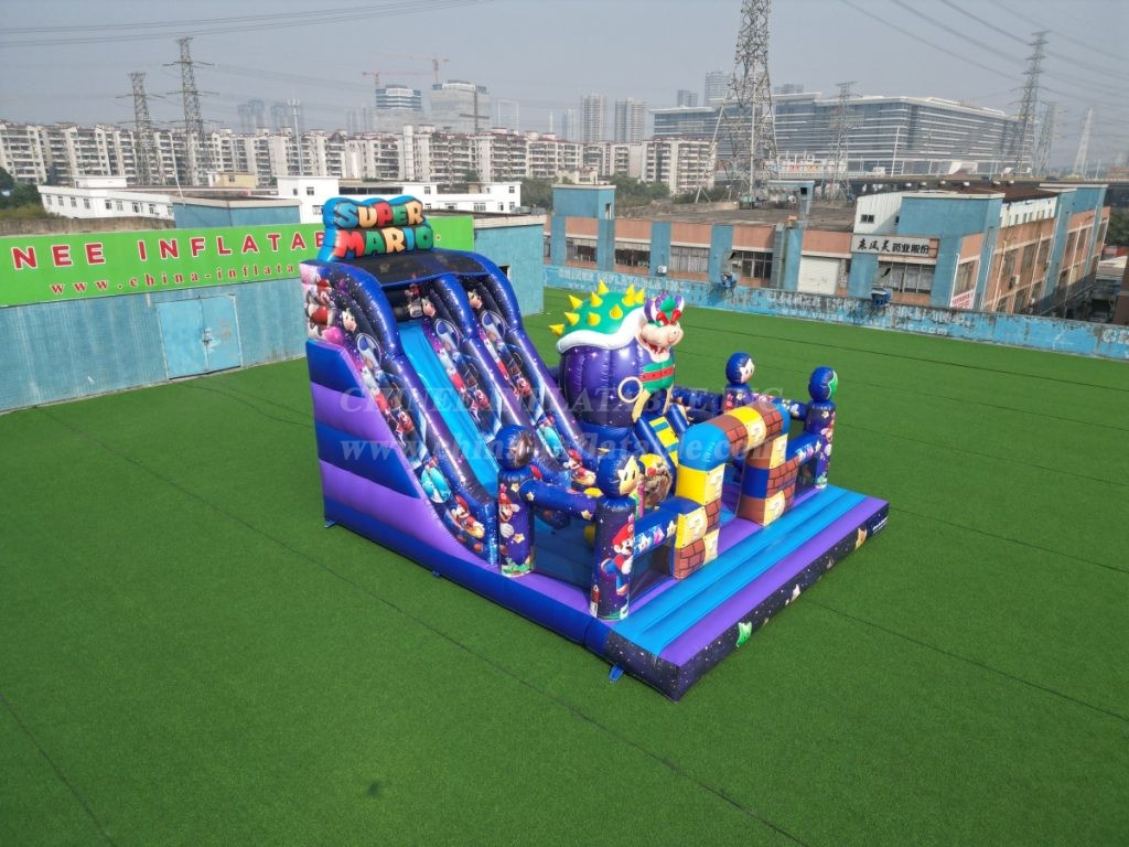 T8-1771 Super Mario-themed inflatable castle with slide