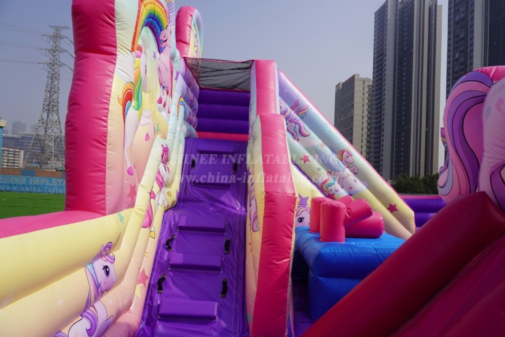 T8-1772 Unicorn Theme Bouncy Castle with Slide