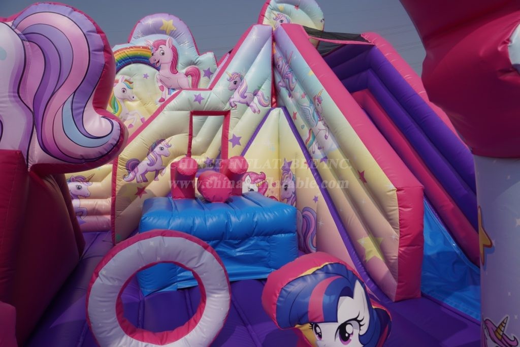 T8-1772 Unicorn Theme Bouncy Castle with Slide