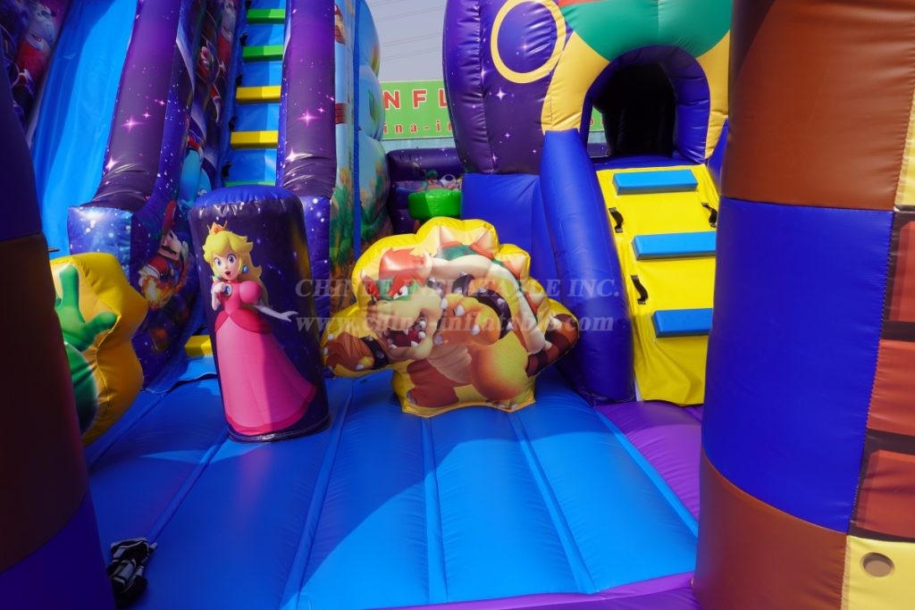 T8-1771 Super Mario-themed inflatable castle with slide