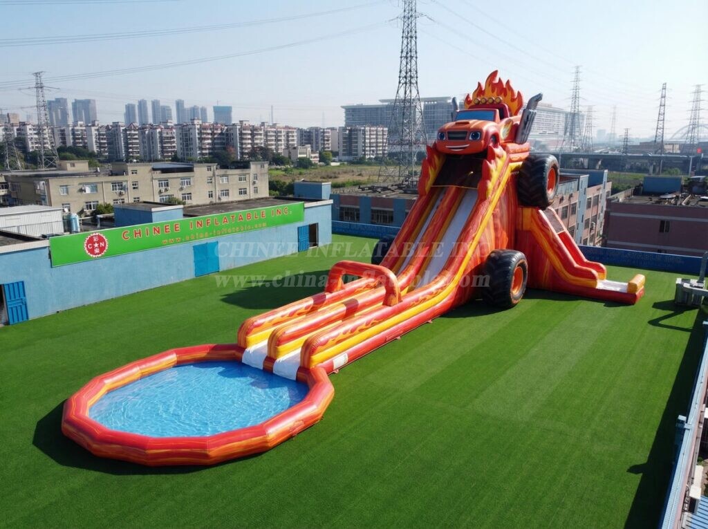 GS2-112 Blaze Monster Theme Giant Inflatable Water Slide