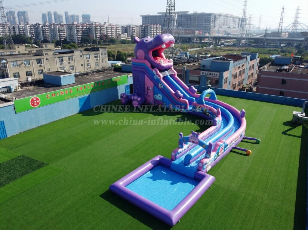GS2-141 Hippo Theme Giant Inflatable Water Slide