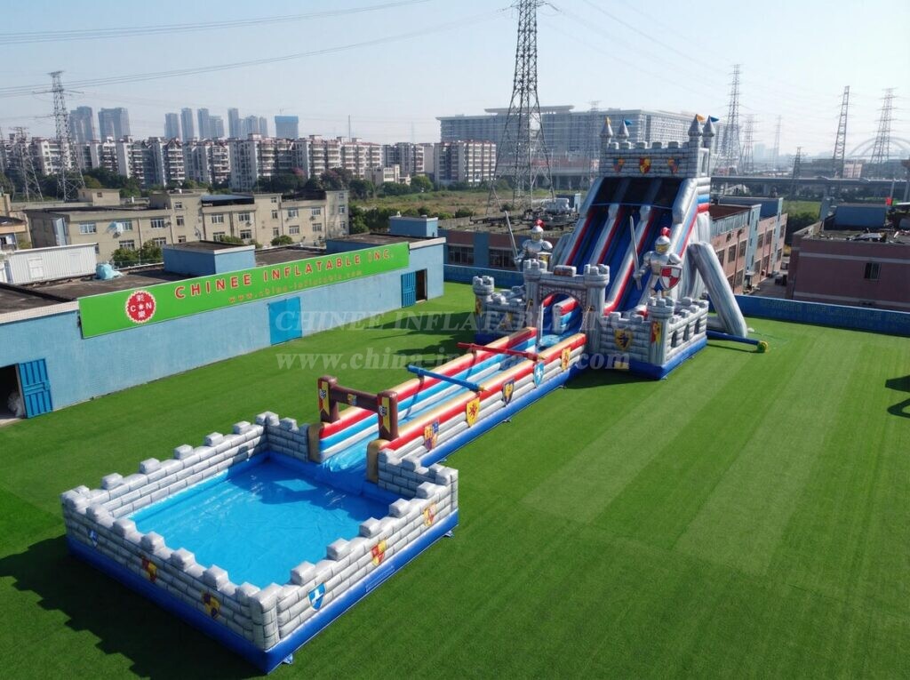 GS2-147 Knight Theme Giant Inflatable Water Slide