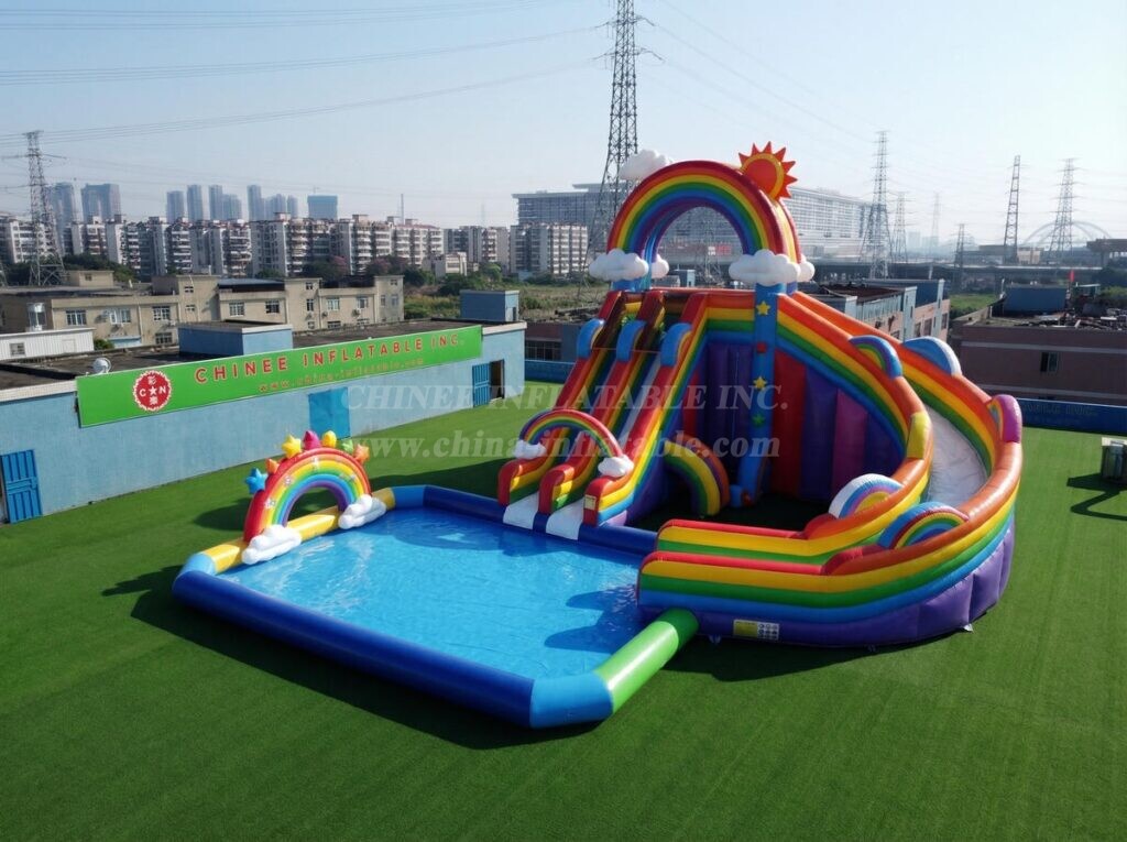GS2-179 Rainbow Theme Giant Inflatable Water Slide