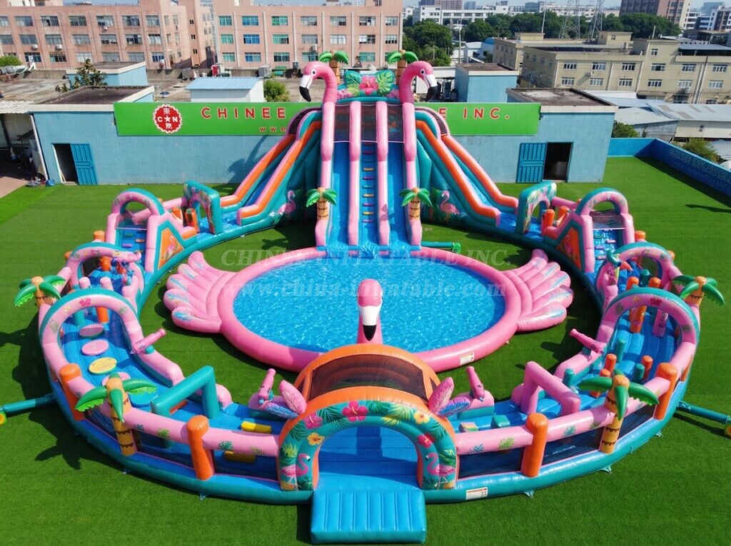 Pool3-872 Flamingo Theme Inflatable Pool Water Park