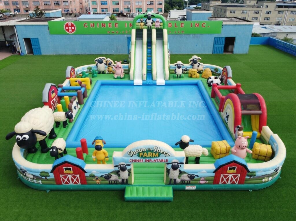 Pool3-903 Shaun The Sheep Theme Inflatable Pool Water Park