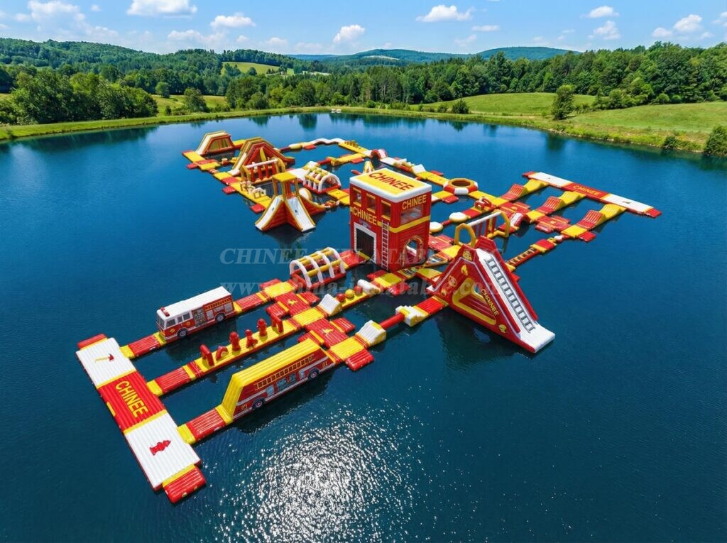 S634 Firetruck Theme Inflatable Water Park