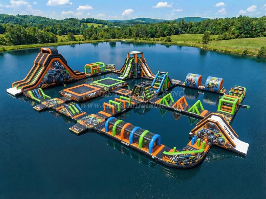 S694 Monster Trucks Theme Inflatable Water Park