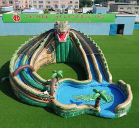 T8-6130 Crocodile Theme Inflatable Water Slide