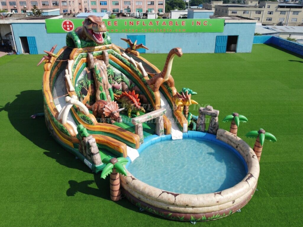 T8-6131 Dinosaur Theme Inflatable Water Slide