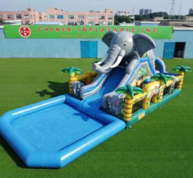 T8-6143 Elephant Theme Inflatable Water Slide