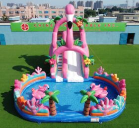 T8-6148 Flamingo Theme Inflatable Water Slide
