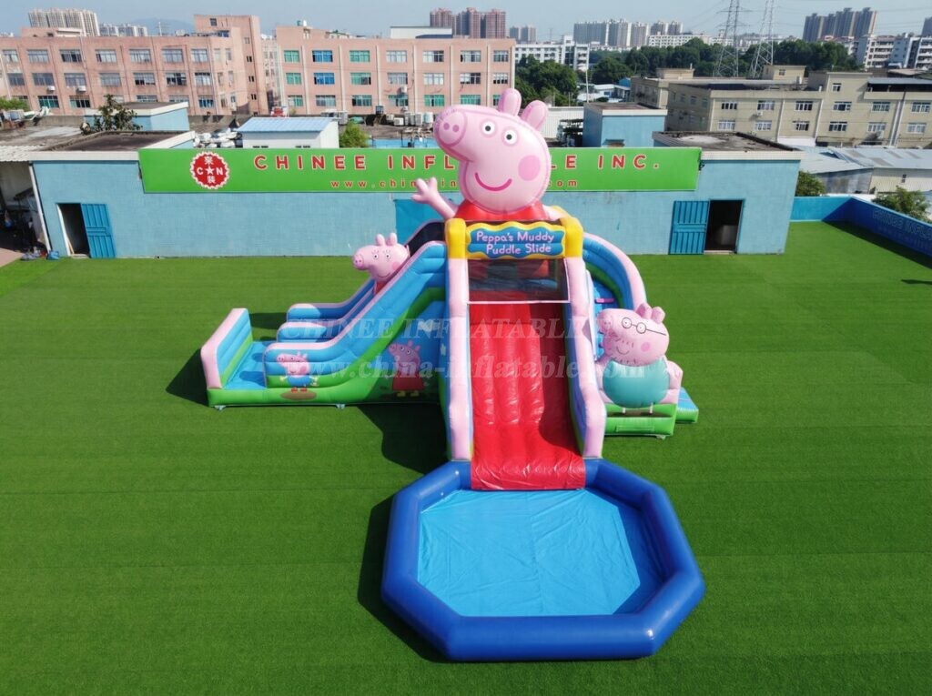 T8-6188 Peppa Pig Theme Inflatable Water Slide