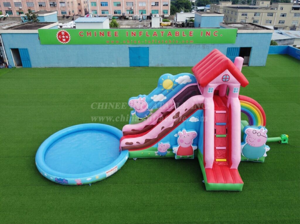 T8-6189 Peppa Pig Theme Inflatable Water Slide