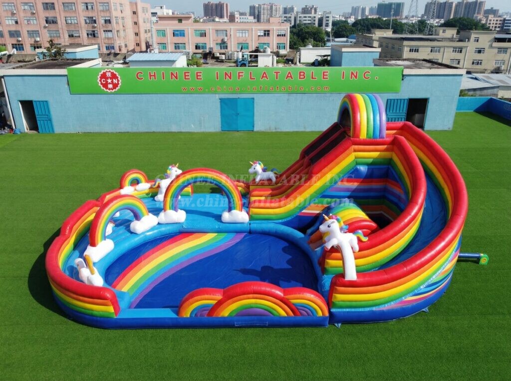 T8-6198 Rainbow Theme Inflatable Water Slide