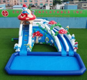T8-6210 The Smurfs Theme Inflatable Water Slide