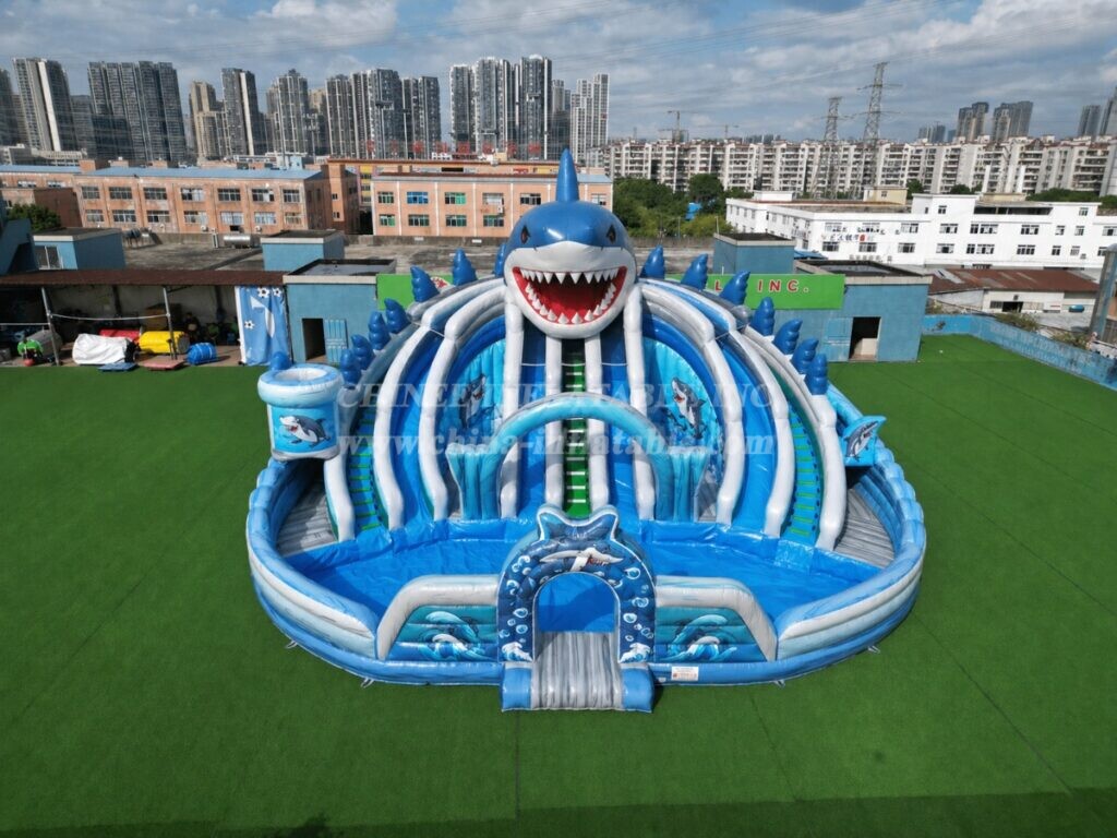 Pool3-606B Shark Splash Inflatable Water Park